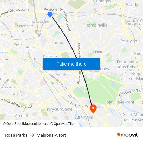 Rosa Parks to Maisons-Alfort map