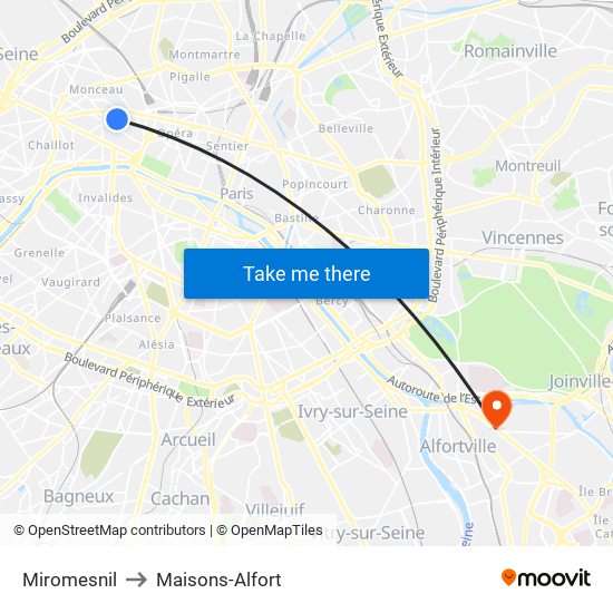 Miromesnil to Maisons-Alfort map