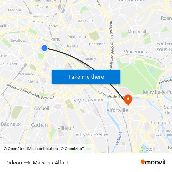 Odéon to Maisons-Alfort map