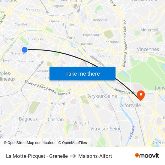 La Motte-Picquet - Grenelle to Maisons-Alfort map