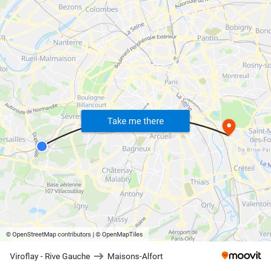 Viroflay - Rive Gauche to Maisons-Alfort map