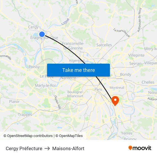 Cergy Préfecture to Maisons-Alfort map
