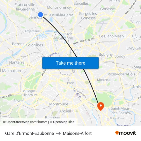 Gare D'Ermont-Eaubonne to Maisons-Alfort map