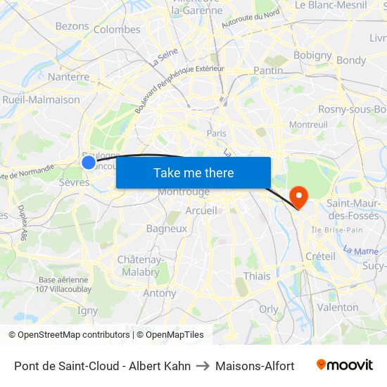 Pont de Saint-Cloud - Albert Kahn to Maisons-Alfort map