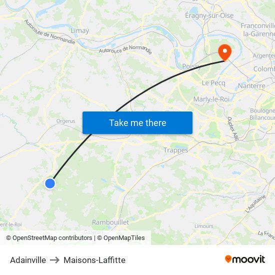 Adainville to Maisons-Laffitte map