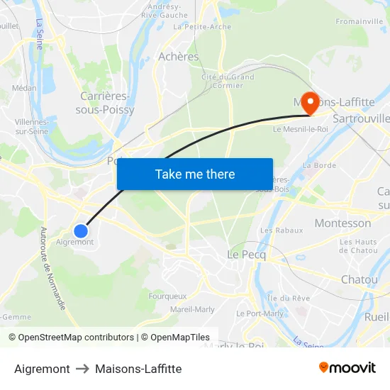 Aigremont to Maisons-Laffitte map