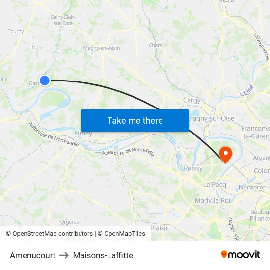 Amenucourt to Maisons-Laffitte map