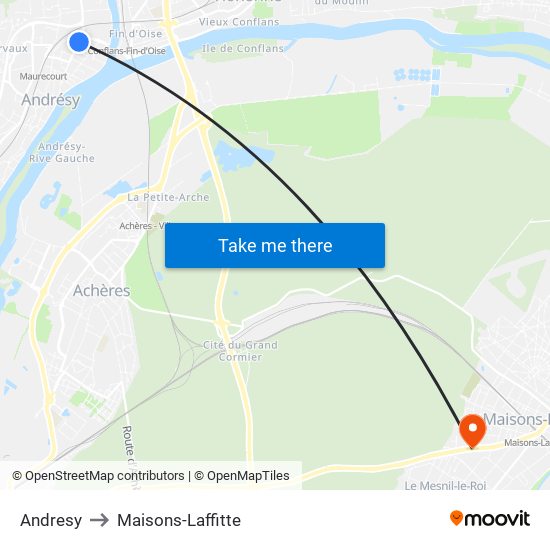 Andresy to Maisons-Laffitte map