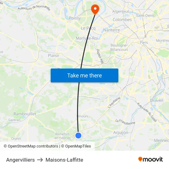Angervilliers to Maisons-Laffitte map