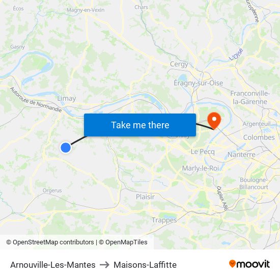 Arnouville-Les-Mantes to Maisons-Laffitte map