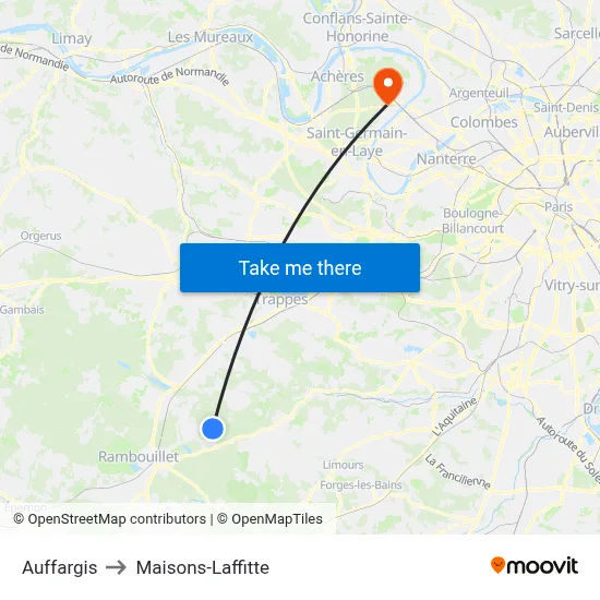 Auffargis to Maisons-Laffitte map