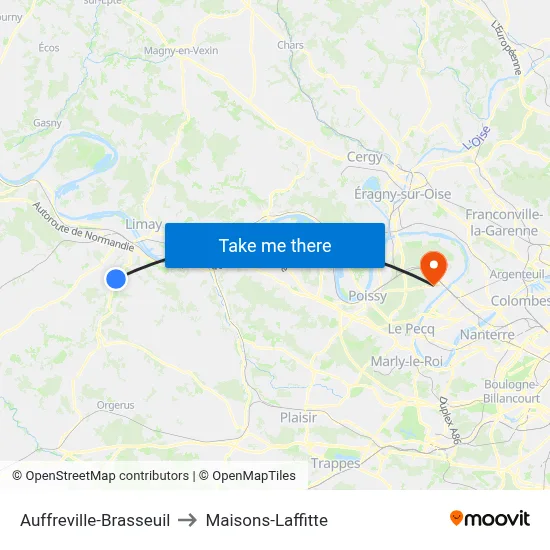 Auffreville-Brasseuil to Maisons-Laffitte map