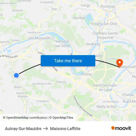 Aulnay-Sur-Mauldre to Maisons-Laffitte map