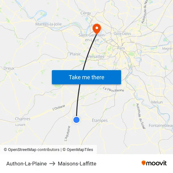 Authon-La-Plaine to Maisons-Laffitte map