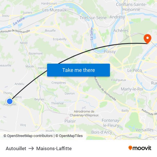 Autouillet to Maisons-Laffitte map