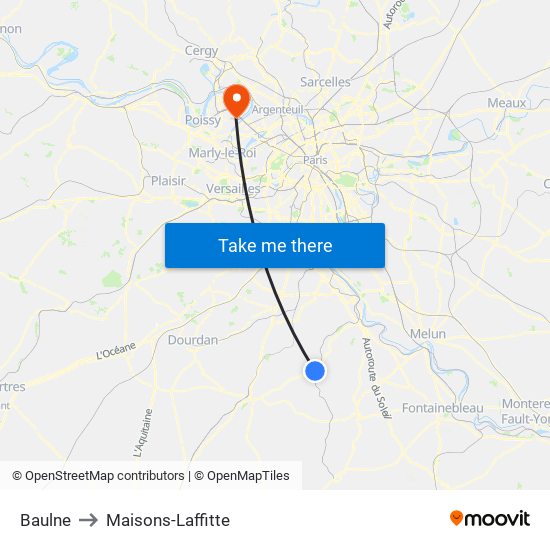 Baulne to Maisons-Laffitte map