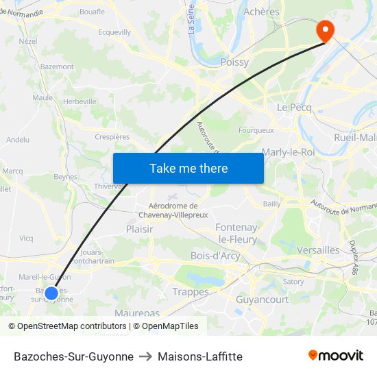 Bazoches-Sur-Guyonne to Maisons-Laffitte map