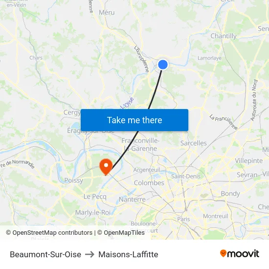 Beaumont-Sur-Oise to Maisons-Laffitte map
