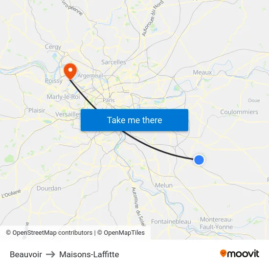 Beauvoir to Maisons-Laffitte map