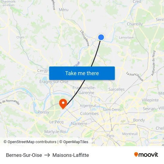Bernes-Sur-Oise to Maisons-Laffitte map