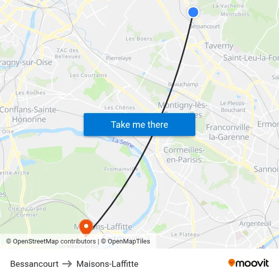 Bessancourt to Maisons-Laffitte map