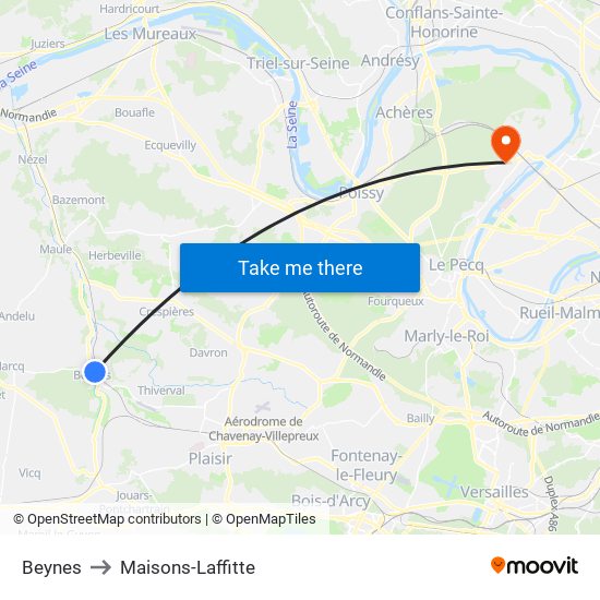 Beynes to Maisons-Laffitte map