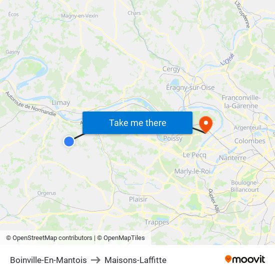 Boinville-En-Mantois to Maisons-Laffitte map