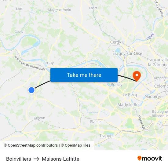 Boinvilliers to Maisons-Laffitte map