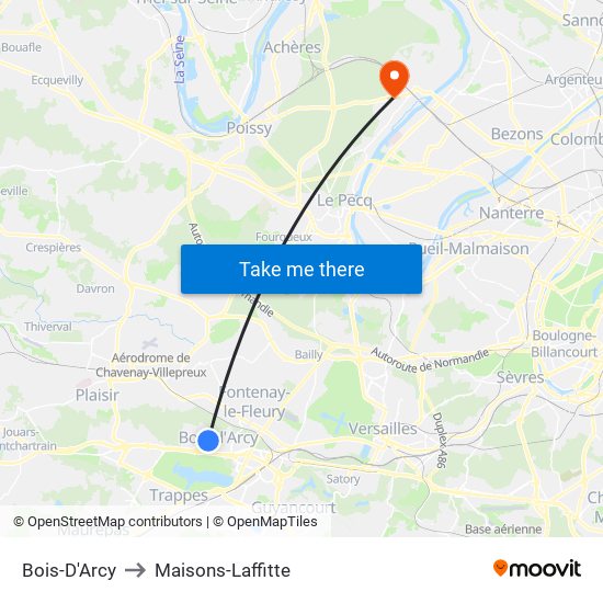 Bois-D'Arcy to Maisons-Laffitte map