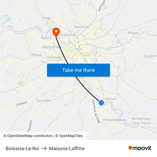 Boissise-Le-Roi to Maisons-Laffitte map