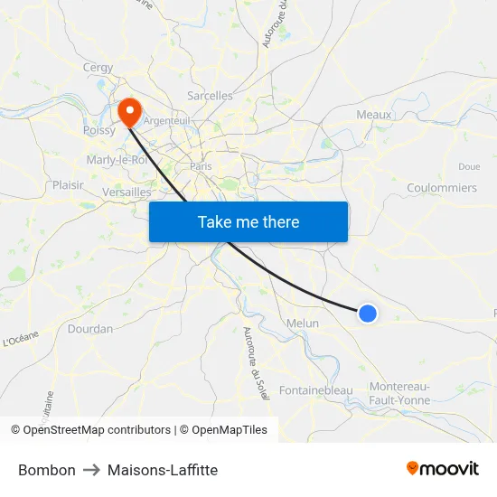 Bombon to Maisons-Laffitte map