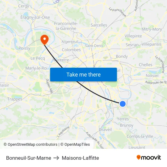 Bonneuil-Sur-Marne to Maisons-Laffitte map