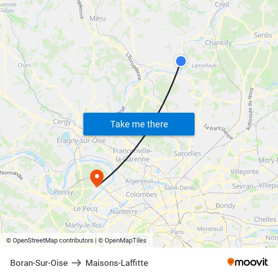 Boran-Sur-Oise to Maisons-Laffitte map