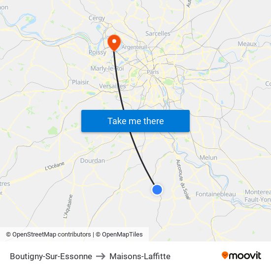 Boutigny-Sur-Essonne to Maisons-Laffitte map