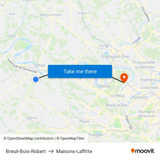 Breuil-Bois-Robert to Maisons-Laffitte map