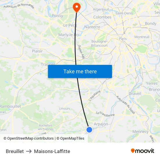 Breuillet to Maisons-Laffitte map