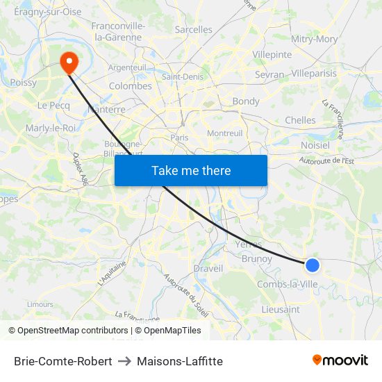 Brie-Comte-Robert to Maisons-Laffitte map