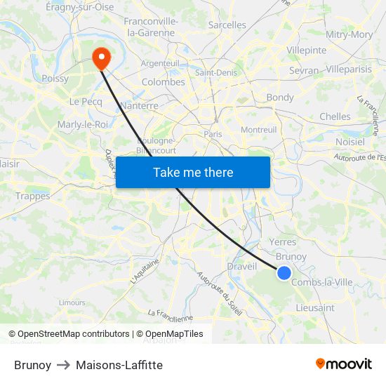 Brunoy to Maisons-Laffitte map
