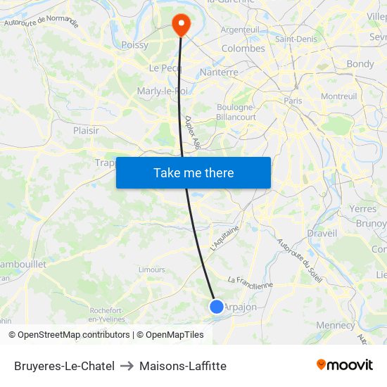 Bruyeres-Le-Chatel to Maisons-Laffitte map