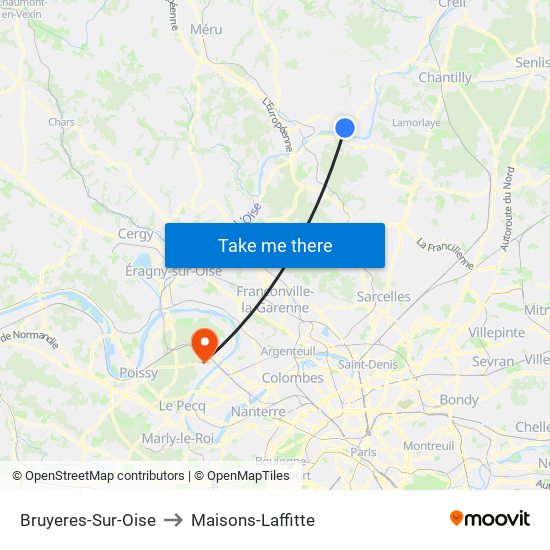Bruyeres-Sur-Oise to Maisons-Laffitte map