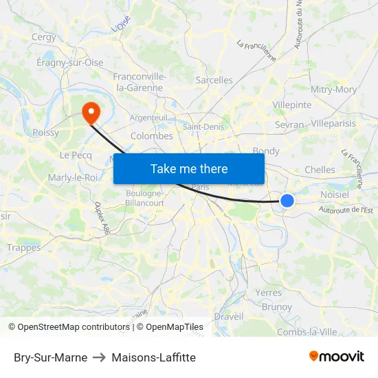 Bry-Sur-Marne to Maisons-Laffitte map