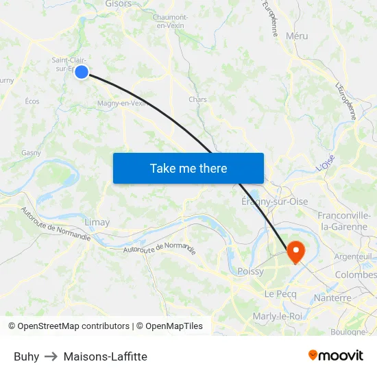 Buhy to Maisons-Laffitte map