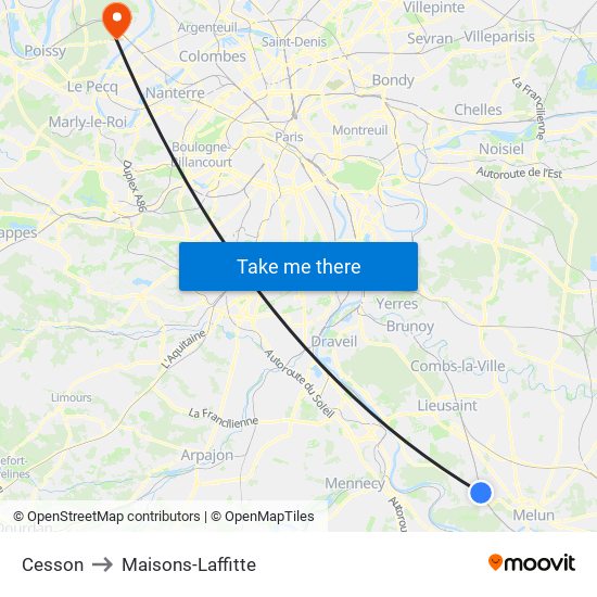 Cesson to Maisons-Laffitte map