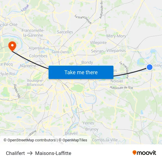 Chalifert to Maisons-Laffitte map