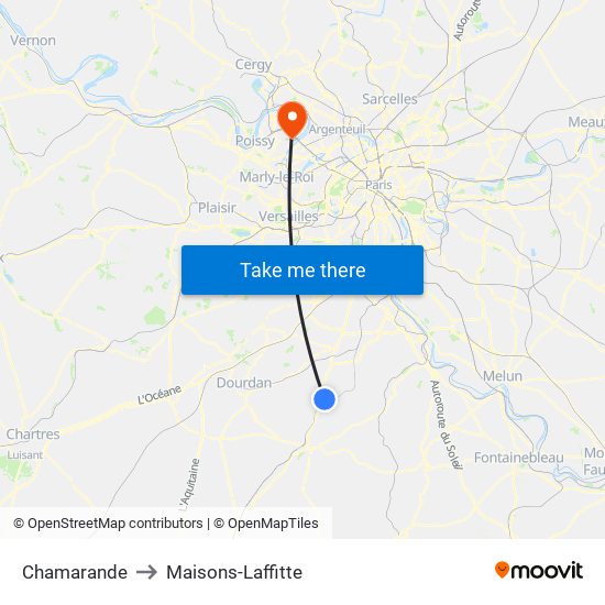 Chamarande to Maisons-Laffitte map