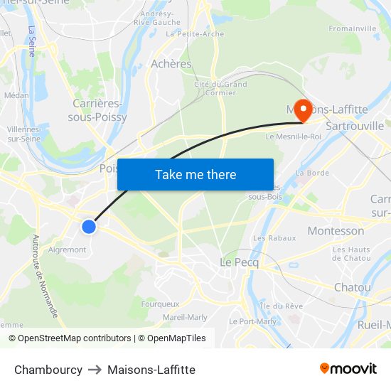 Chambourcy to Maisons-Laffitte map