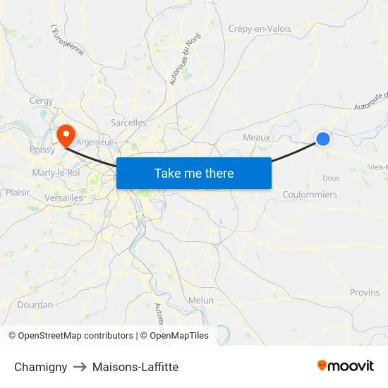 Chamigny to Maisons-Laffitte map