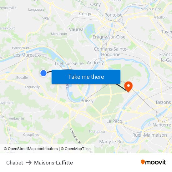 Chapet to Maisons-Laffitte map