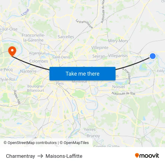 Charmentray to Maisons-Laffitte map