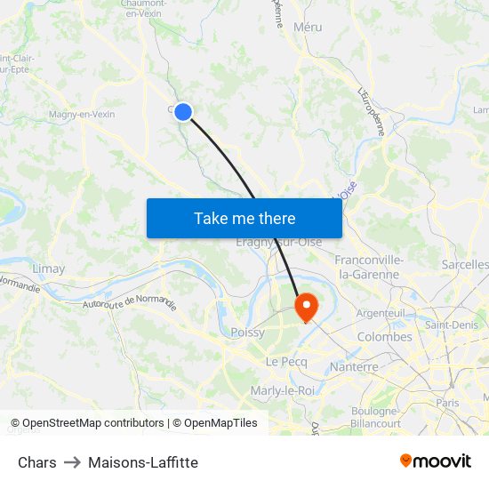 Chars to Maisons-Laffitte map